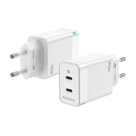Aisens Cargador GaN 45W 2xUSB-C Blanco